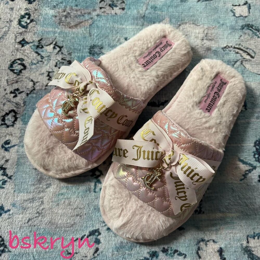 Juicy-couture Women's Pink and Gold Slippers